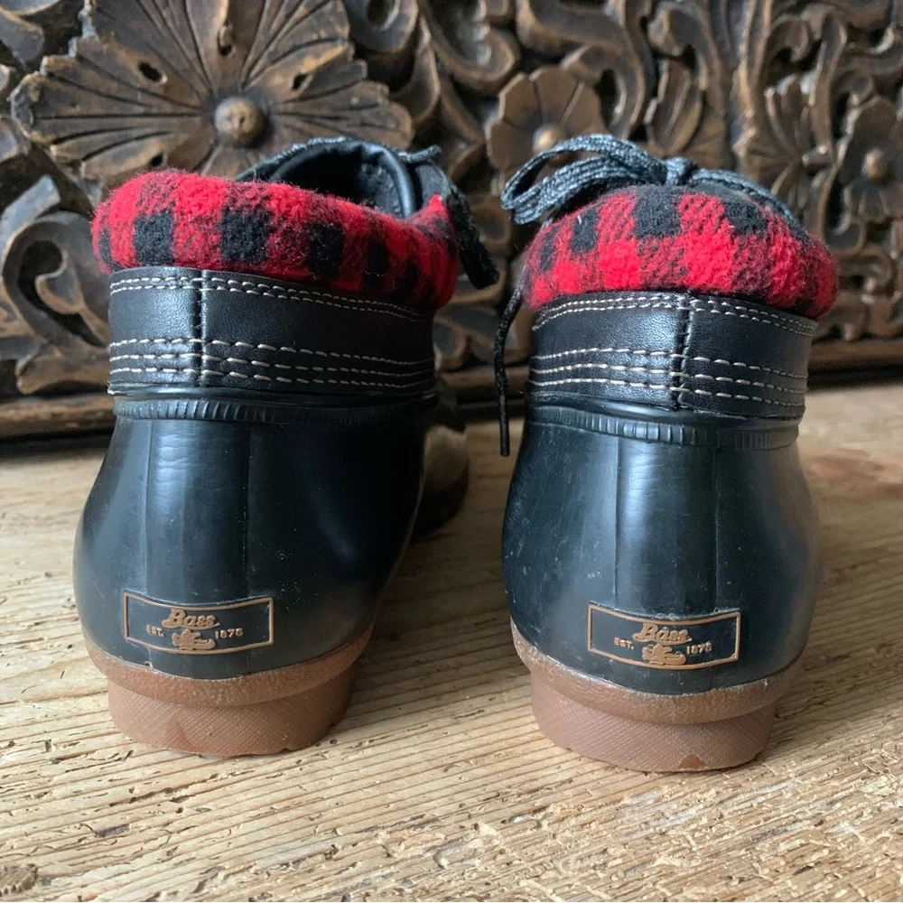NEW G.H. Bass Dorothy Buffalo Plaid Waterproof Rubber Rain Duck Boot Bootie 11M